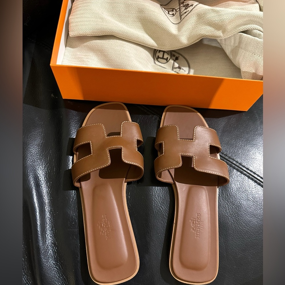 Authentic Hermes Oran Sandals w Original Receipt